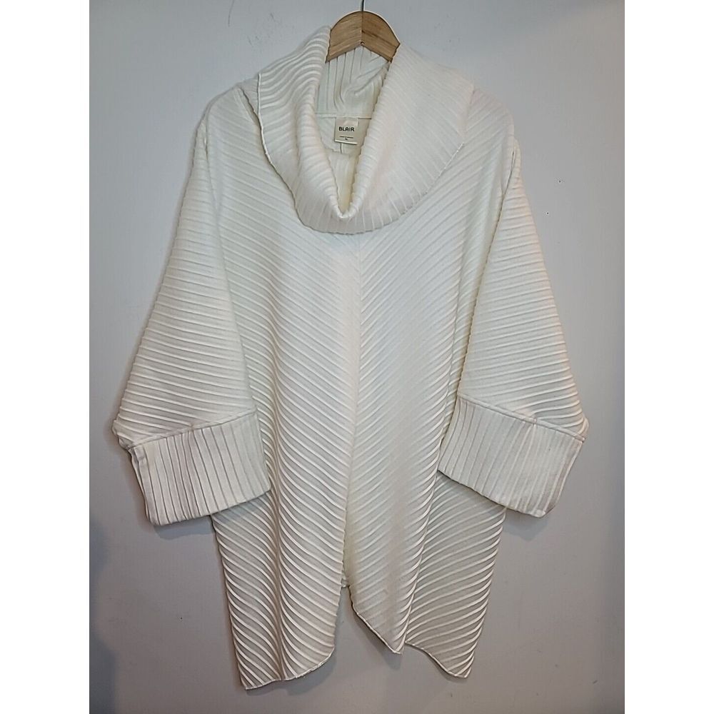 Blair Women's Sweater Extra Large Cowl Neck Ivory‎ Pullover 3/4 Sleeves